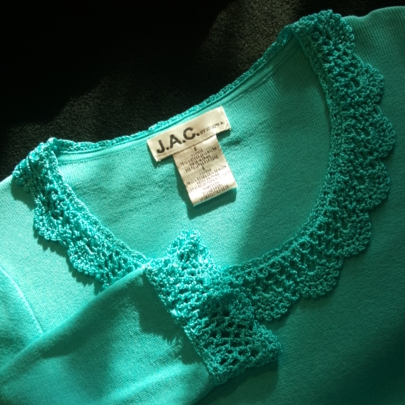 J.A.C. by JOSEPH. A.♡ Gorgeous Teal 3/4 Embellished Open Lace  Trim Blouse S - Picture 11 of 11